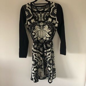 Black/White, Long Sleeve, DESIGUAL Sweater Dress